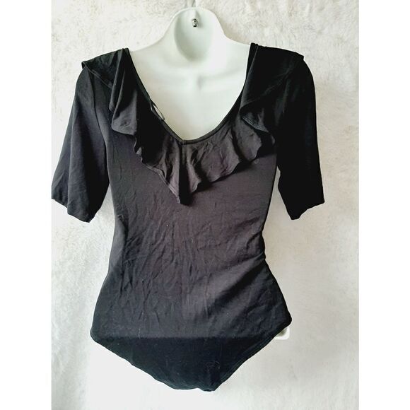 H&M black sz small short sleeve bodysuit - Picture 2 of 3